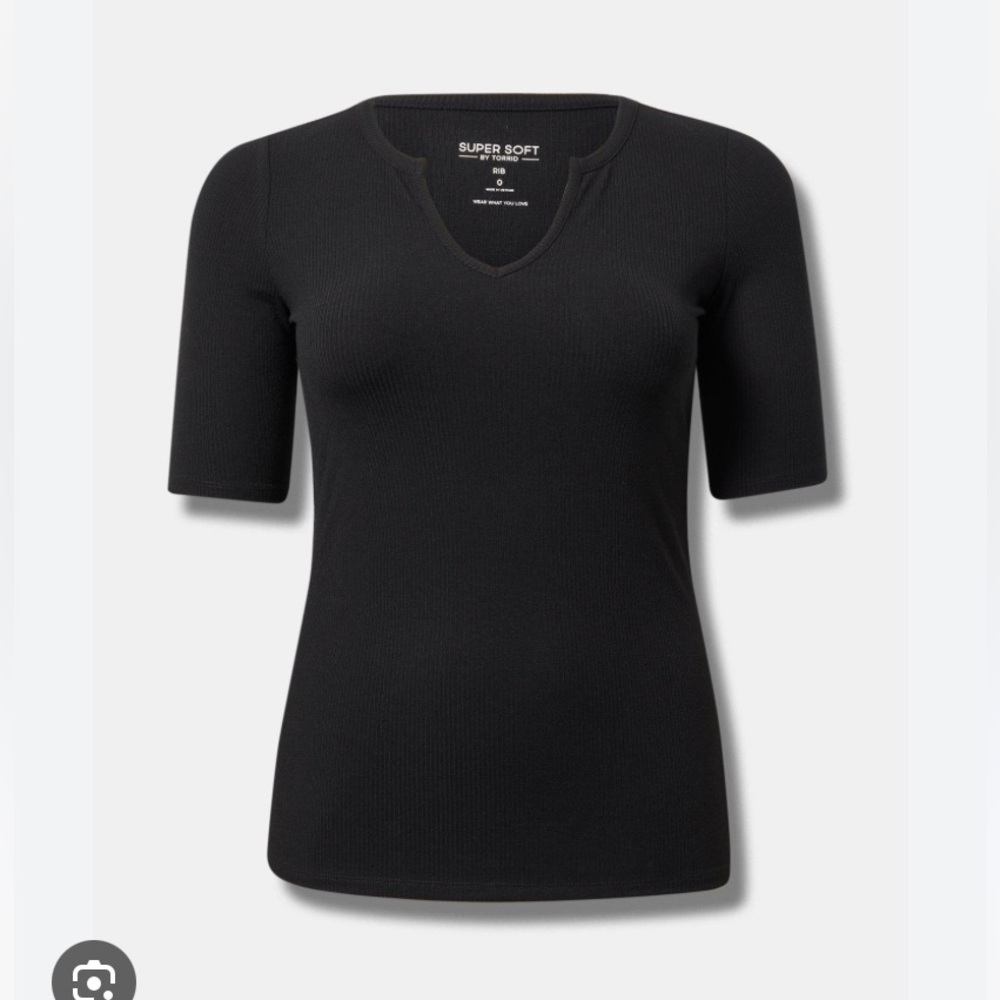 Torrid Super Soft Rib Not h Neck Elbow Sleeve Top
